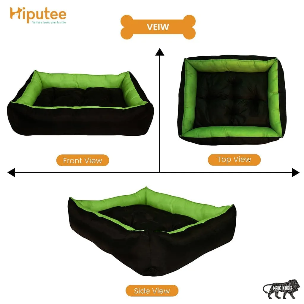 Hiputee Premium Waterproof Reversible Washable Bed for Dogs and Cats (Green & Black)
