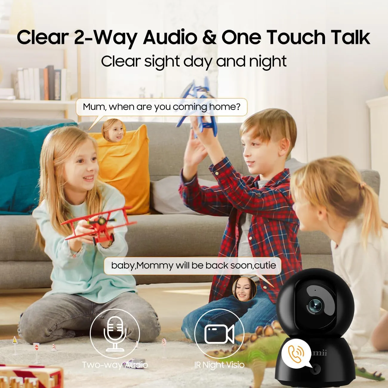 Indoor Camera, 2K Pet Cameras for Home Security Dual Band WiFi(2.4/5G), Security Camera with Phone App, 24/7 SD Card Storage, 2-Way Audio, Dog and Baby Monitor with Motion Detection, Black