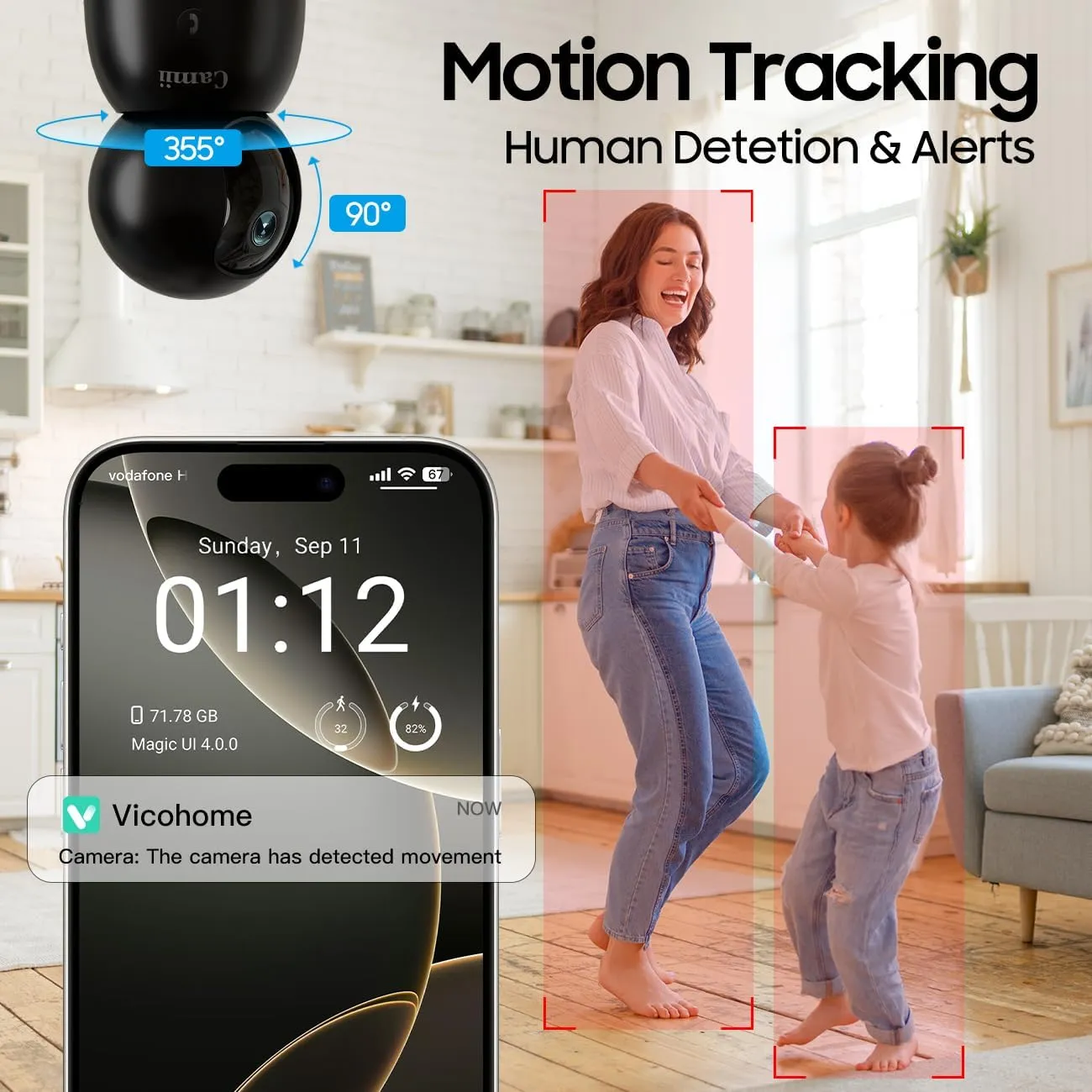 Indoor Camera, 2K Pet Cameras for Home Security Dual Band WiFi(2.4/5G), Security Camera with Phone App, 24/7 SD Card Storage, 2-Way Audio, Dog and Baby Monitor with Motion Detection, Black