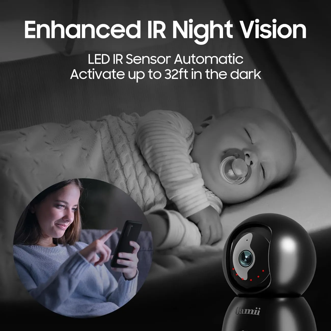 Indoor Camera, 2K Pet Cameras for Home Security Dual Band WiFi(2.4/5G), Security Camera with Phone App, 24/7 SD Card Storage, 2-Way Audio, Dog and Baby Monitor with Motion Detection, Black