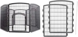 IRIS Exercise 8 Panel Pen Panel Pet Playpen with Door - 34 Inch, Gray with IRIS Exercise 2 Panel Add On Panel Pet Playpen with Door - 34 Inch, Gray
