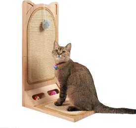 L Shaped Cat Scratcher,Sisal Cat Scratch Pad,Cat Scratching Board for Indoor Cats,2 in 1 L Shape Cat Wall Scratcher,Floor Mounted Cat Scratching Pad,Solid Wood Cat Scratch Furniture Protector (Large)