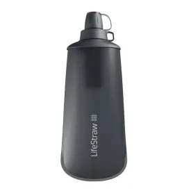 LifeStraw Peak Series - Collapsible Squeeze Bottle Water Filter System  650ml for Trail Running, Through Hiking, Travel, Cycling, and Fishing, Dark Mountain Gray