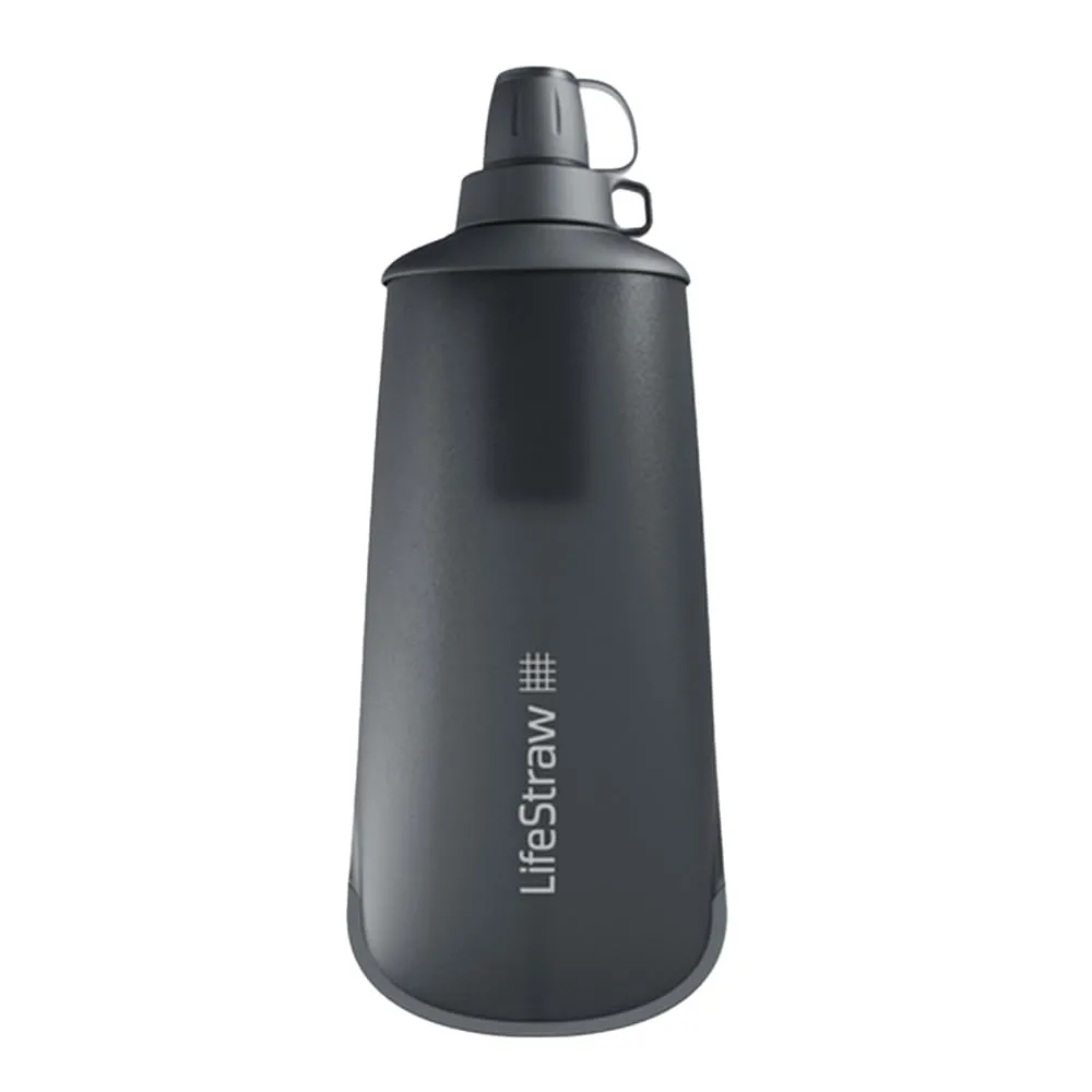 LifeStraw Peak Series - Collapsible Squeeze Bottle Water Filter System  650ml for Trail Running, Through Hiking, Travel, Cycling, and Fishing, Dark Mountain Gray