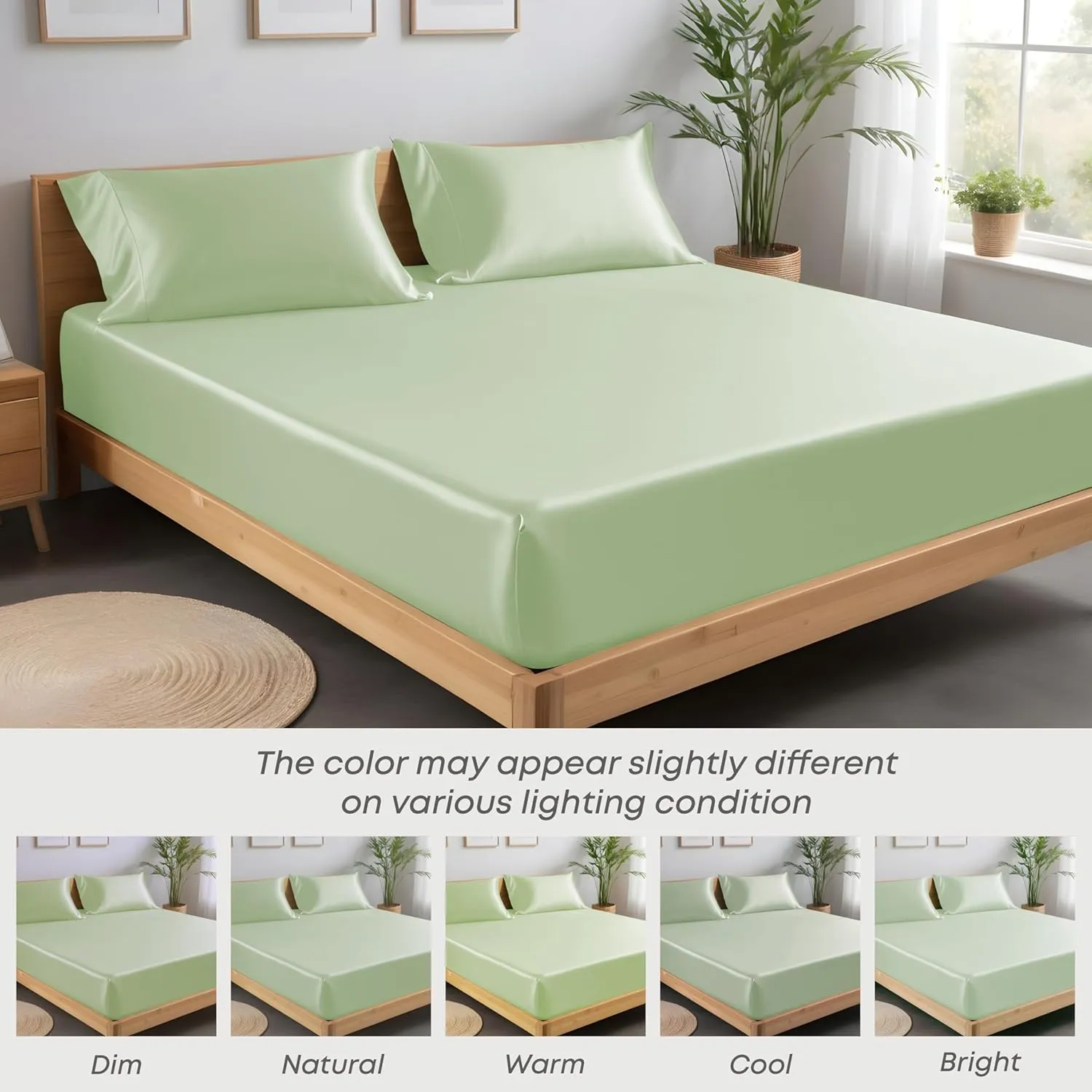 LINEWALAS Queen Size Fitted Sheet, Viscose derived from Bamboo Cooling Bed Sheet, up to 16 Deep Pocket Bottom Sheet, Silky Soft & Breathable, All-Around Elastic, (Queen, Sage Green)