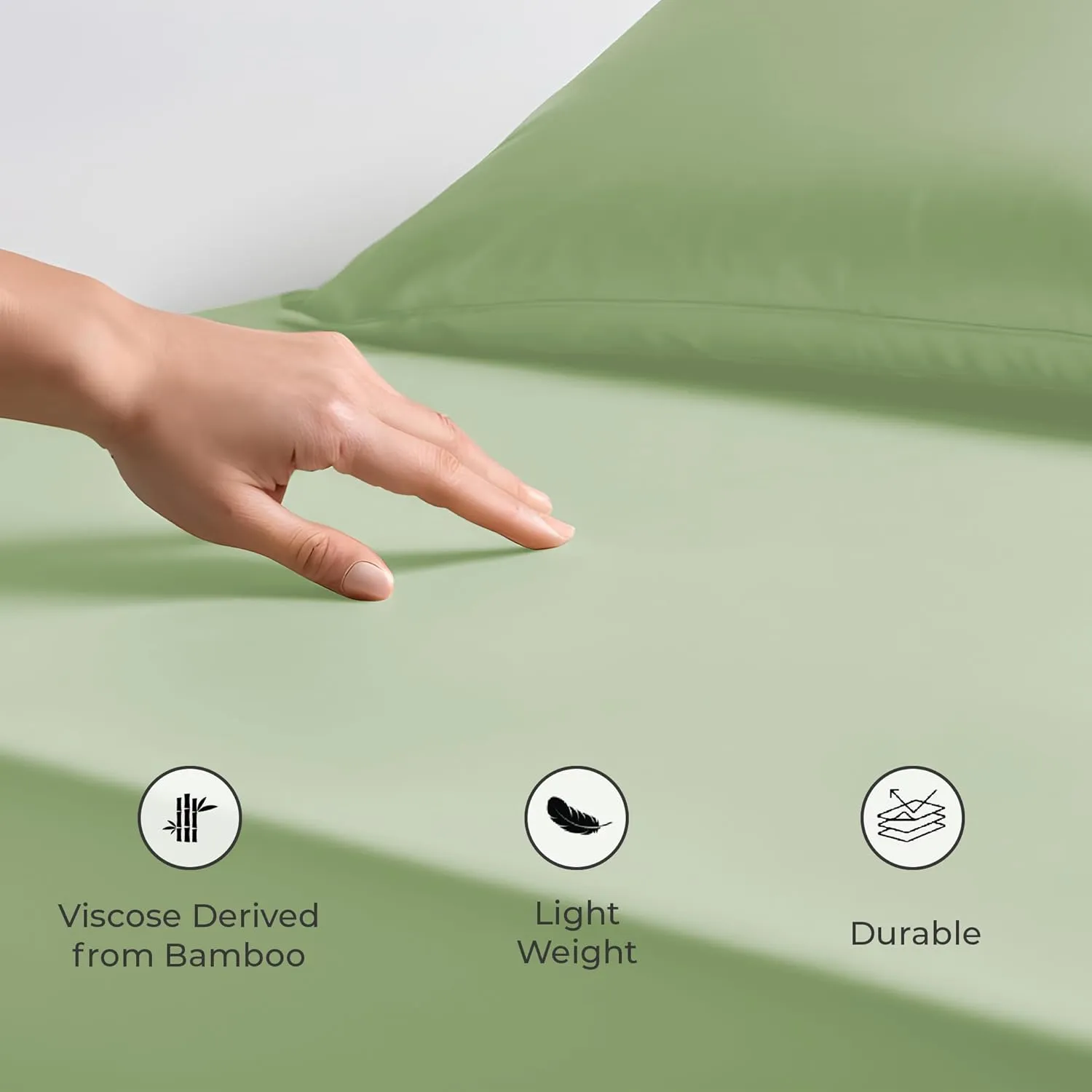 LINEWALAS Queen Size Fitted Sheet, Viscose derived from Bamboo Cooling Bed Sheet, up to 16 Deep Pocket Bottom Sheet, Silky Soft & Breathable, All-Around Elastic, (Queen, Sage Green)