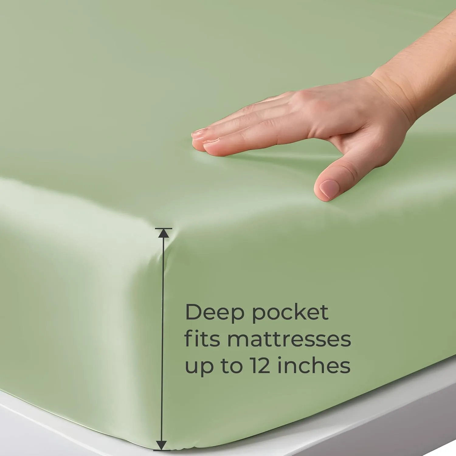 LINEWALAS Queen Size Fitted Sheet, Viscose derived from Bamboo Cooling Bed Sheet, up to 16 Deep Pocket Bottom Sheet, Silky Soft & Breathable, All-Around Elastic, (Queen, Sage Green)