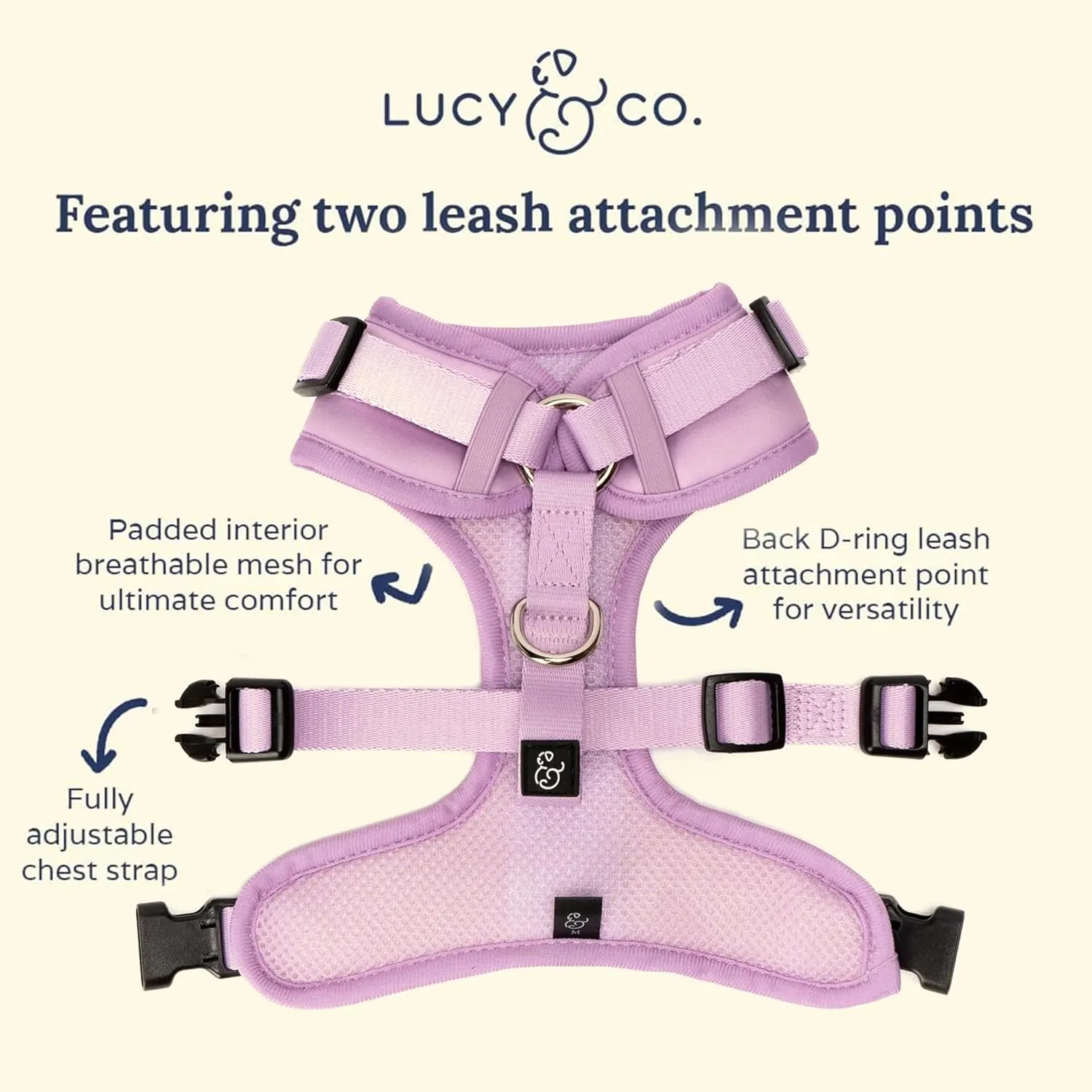 Lucy & Co. The Bouquet No-Pull Dog Harness  Size Medium  Vest to Stop Pulling & Walk Easy  Comfortable Leash Training Product w/Adjustable Chest & Neck Straps