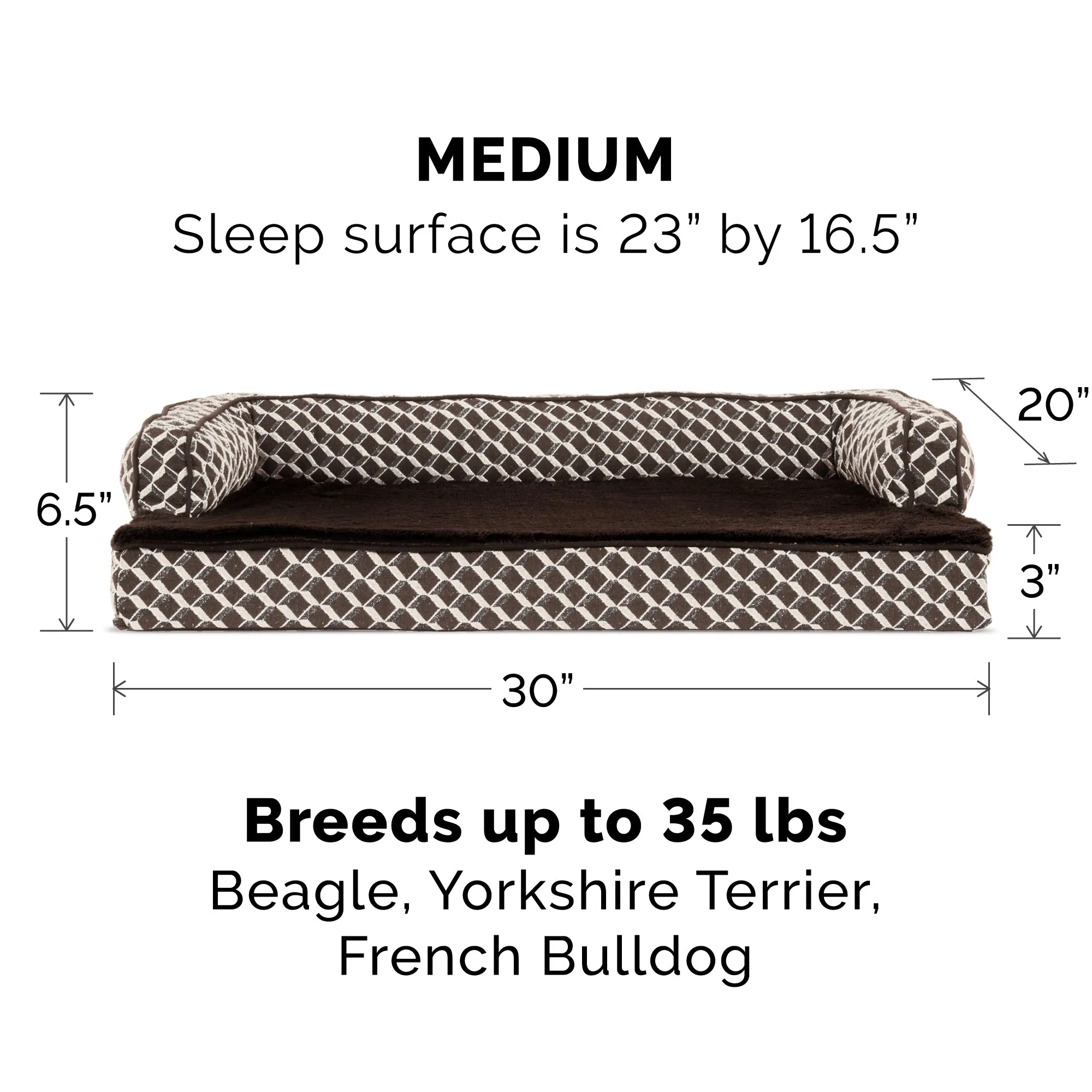 Memory Foam Plush Couch Sofa-Style Pet Bed