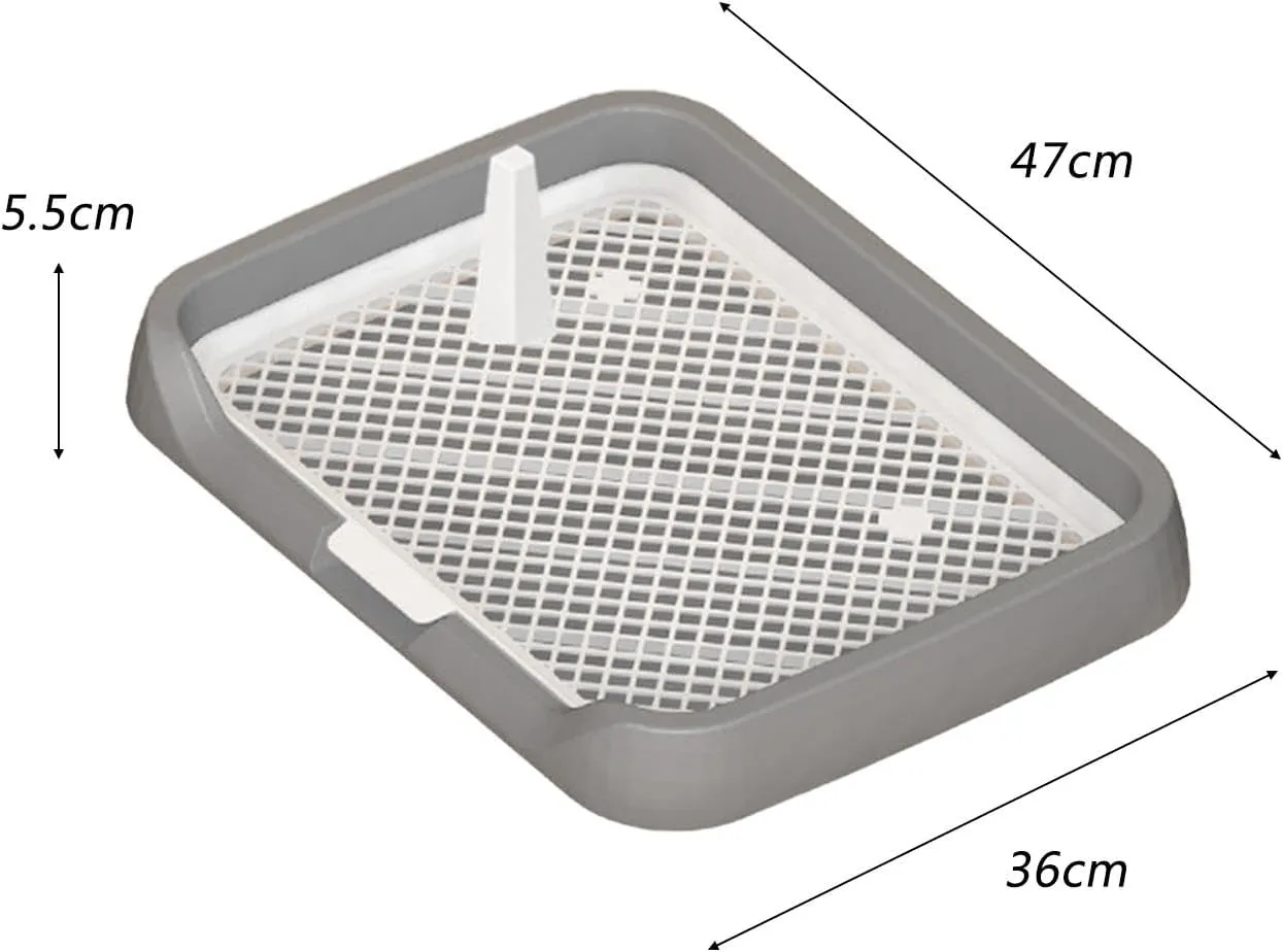 Mesh Grids Toilet Dog Toilet with Protection Wall Reusable Puppy Pee Pad Holder Dog Potty Tray for Dogs and Cats Large Puppy, Grey