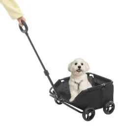 Mini Dog Stroller, Foldable Doggie Wagon for Small Pets up to 16.5lbs Portable Pet Carrier Dog Cart with 360 Rotatable Handle for Travelling Shopping Walking Playing (Black)