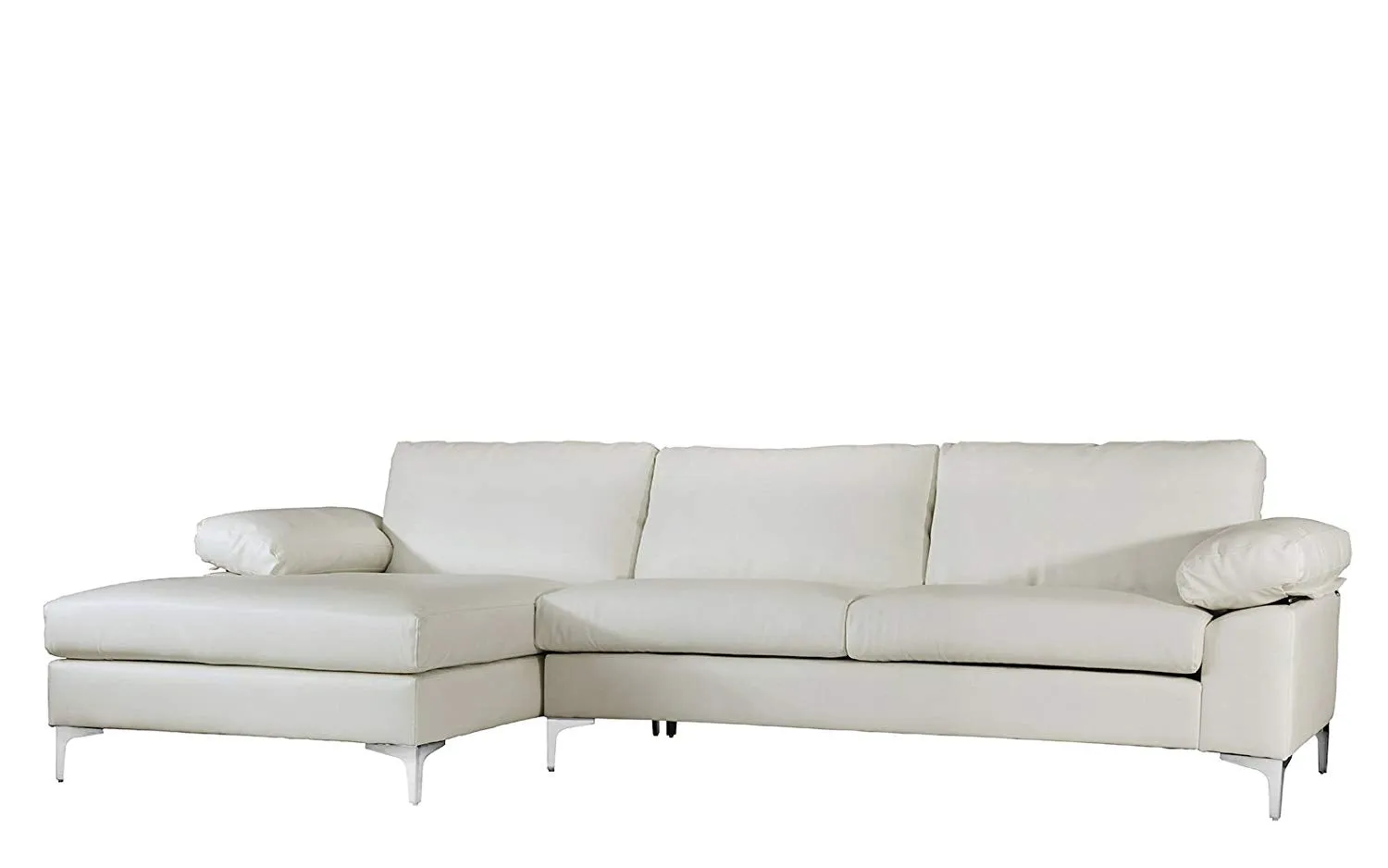 Modern Large Faux Leather Sectional Sofa, L-Shape Couch with Extra Wide Chaise Lounge