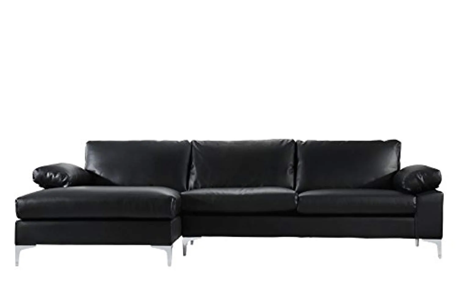 Modern Large Faux Leather Sectional Sofa, L-Shape Couch with Extra Wide Chaise Lounge
