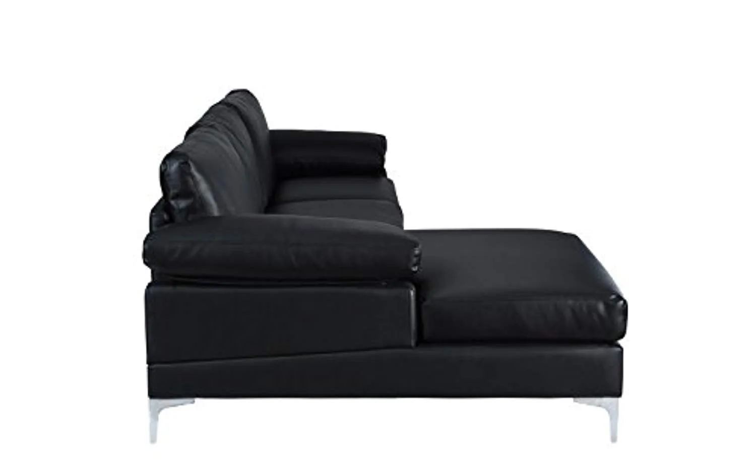 Modern Large Faux Leather Sectional Sofa, L-Shape Couch with Extra Wide Chaise Lounge