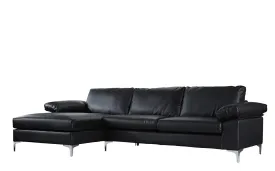Modern Large Faux Leather Sectional Sofa, L-Shape Couch with Extra Wide Chaise Lounge