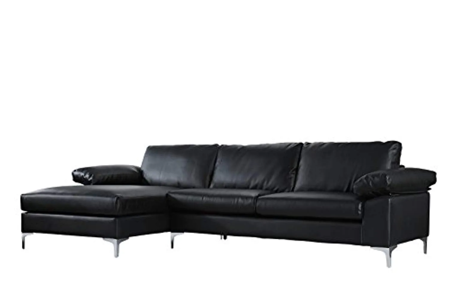 Modern Large Faux Leather Sectional Sofa, L-Shape Couch with Extra Wide Chaise Lounge