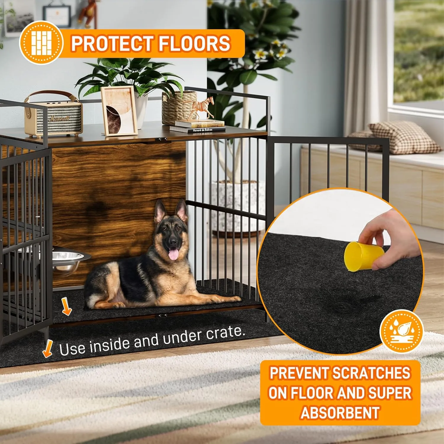 MODIGT Dog Crate Pad Liner for Kennel Training, 59"48" Under Pet Cage Mat Absorbs,Waterproof,Non-Slip,Washable Puppy Pee Pad to Protect Floors