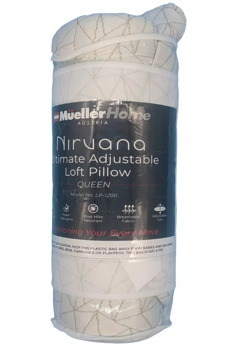 Mueller Nirvana Ultimate Adjustable Loft Pillow Queen Size Memory Foam