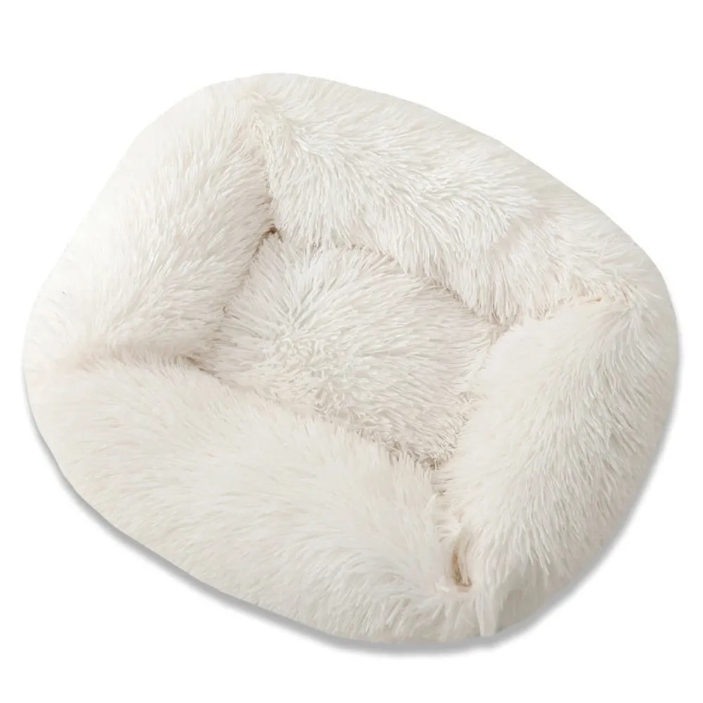 Nuopets Fuzzy nest dog bed Square Long Plush Pet Bed