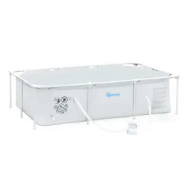 Outsunny Swimming Pool with Steel Frame & Filter 315L x 225W x 75H cm - Grey