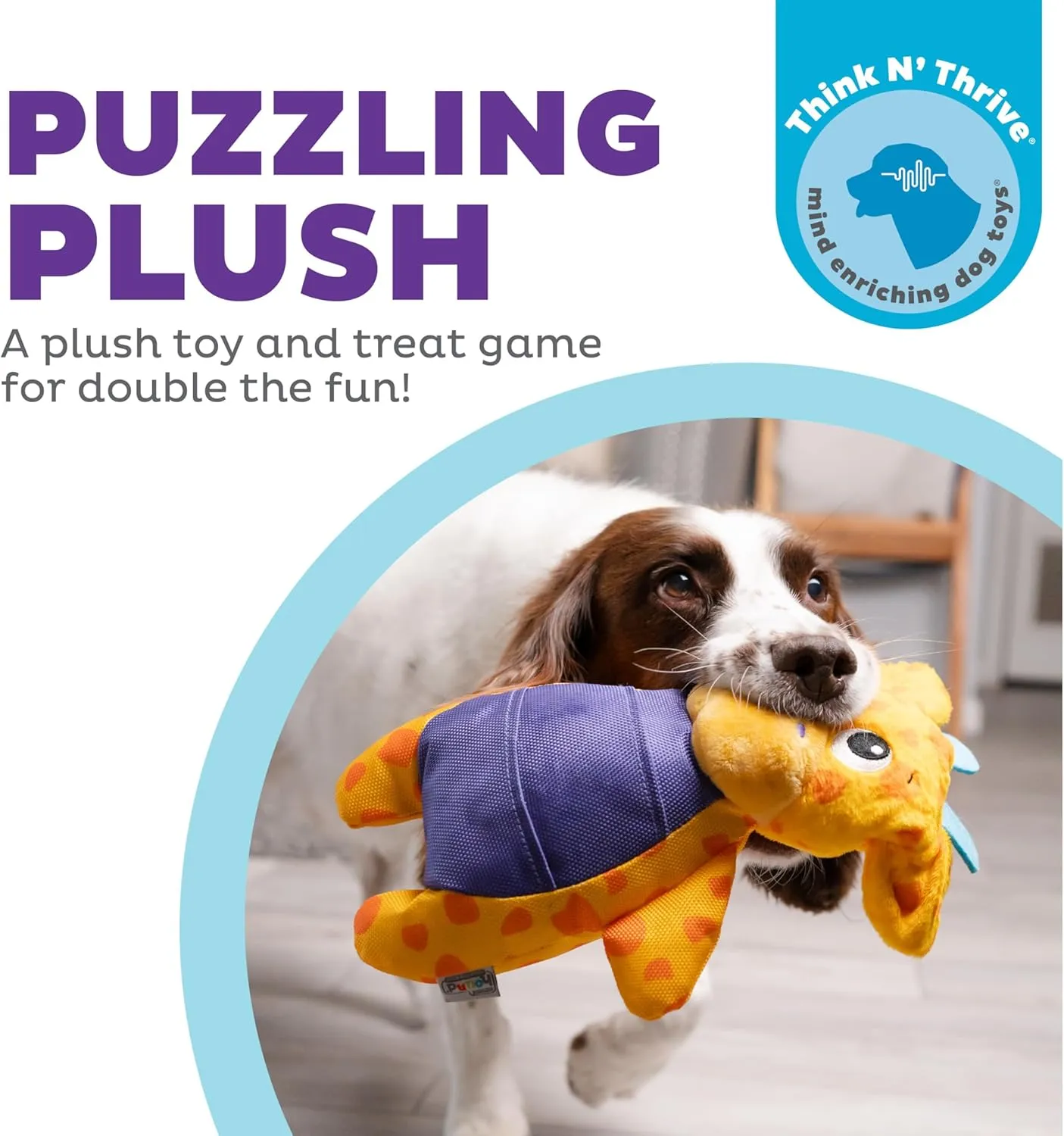 Outward Hound by Nina Ottosson Puzzle Palz Interactive Plush Dog Puzzle Dog Enrichment Toys, Plush, Squeaky, Giraffe, Yellow