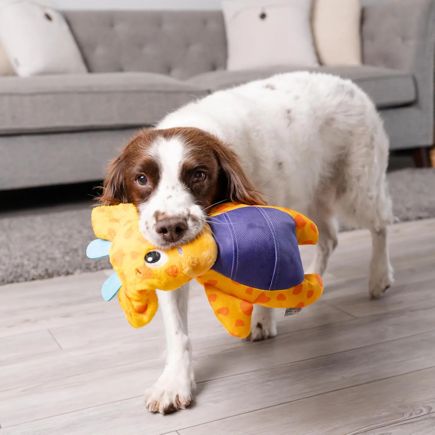 Outward Hound by Nina Ottosson Puzzle Palz Interactive Plush Dog Puzzle Dog Enrichment Toys, Plush, Squeaky, Giraffe, Yellow