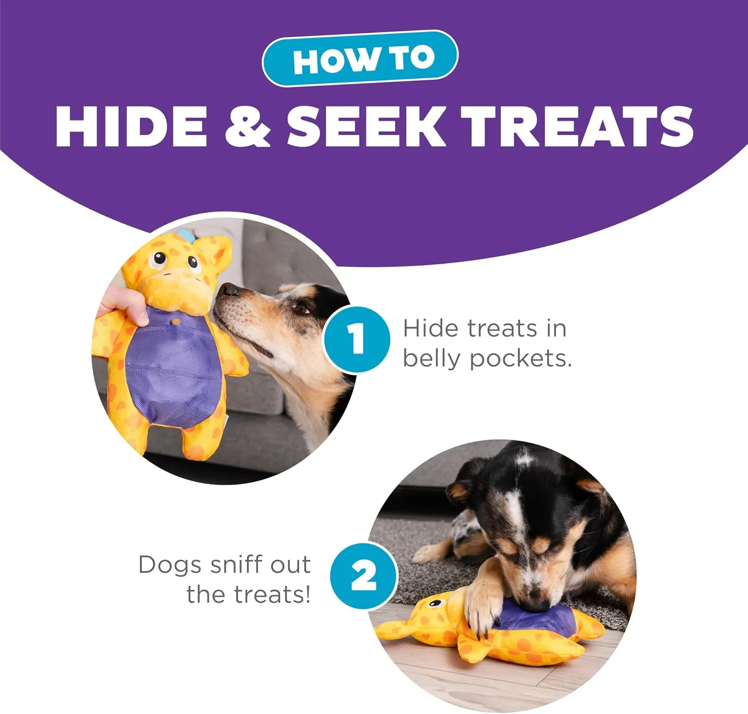 Outward Hound by Nina Ottosson Puzzle Palz Interactive Plush Dog Puzzle Dog Enrichment Toys, Plush, Squeaky, Giraffe, Yellow