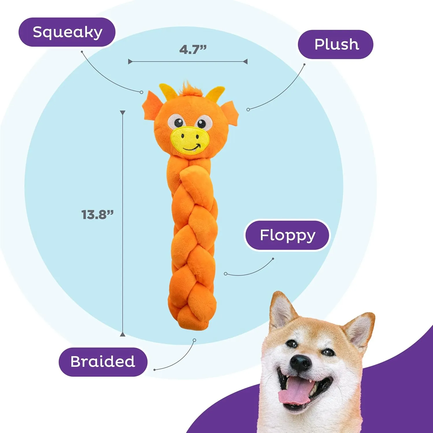 Outward Hound by Nina Ottosson Twistiez Interactive Plush Dog Treat Puzzle, Dragon, Orange