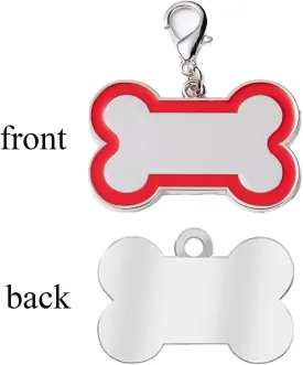 Personalized Dog ID Tags - Bone-Shaped-Large: Red, Laser Engraved, Name Tags for Large Dogs, Blank Tags for Pets