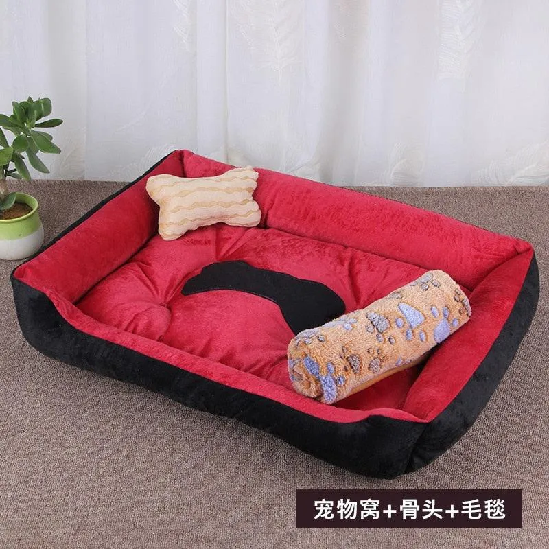 Pet Dog Bed Warm Sofa Dog Mats For Small Medium Large Dog Soft Pet Bed For Dogs Washable House For Cat Puppy Cotton Kennel Mat