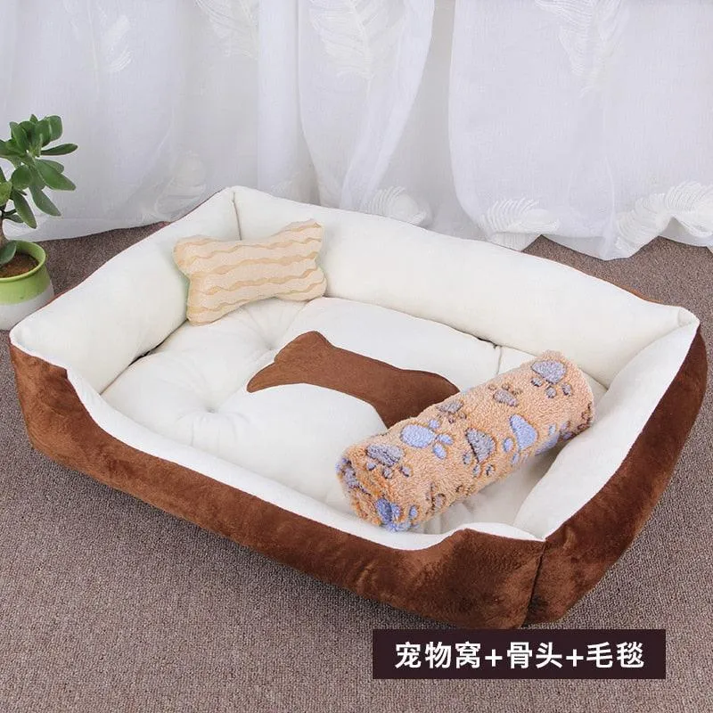 Pet Dog Bed Warm Sofa Dog Mats For Small Medium Large Dog Soft Pet Bed For Dogs Washable House For Cat Puppy Cotton Kennel Mat