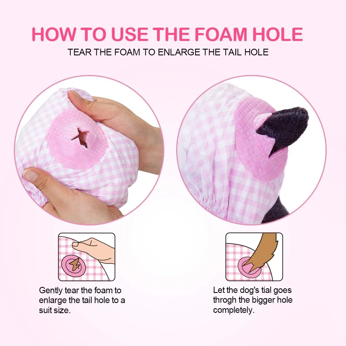 Pet Soft Dog Diapers Female, Disposable Dog Diapers, Cat Diaper for Female Cats, Puppy Diaper with Adjustable Foam Tail Hole 36pcs (XS,Pink)