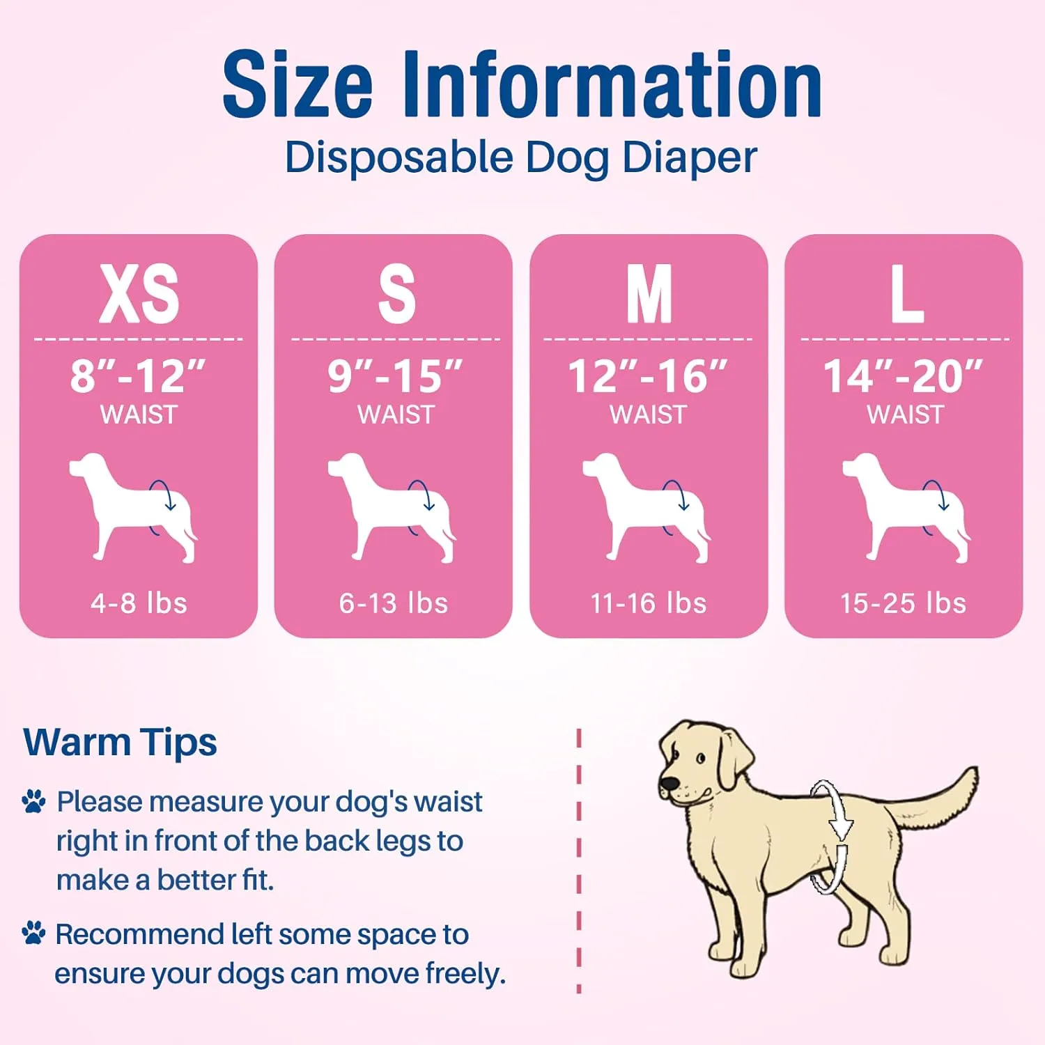 Pet Soft Dog Diapers Female, Disposable Dog Diapers, Cat Diaper for Female Cats, Puppy Diaper with Adjustable Foam Tail Hole 36pcs (XS,Pink)