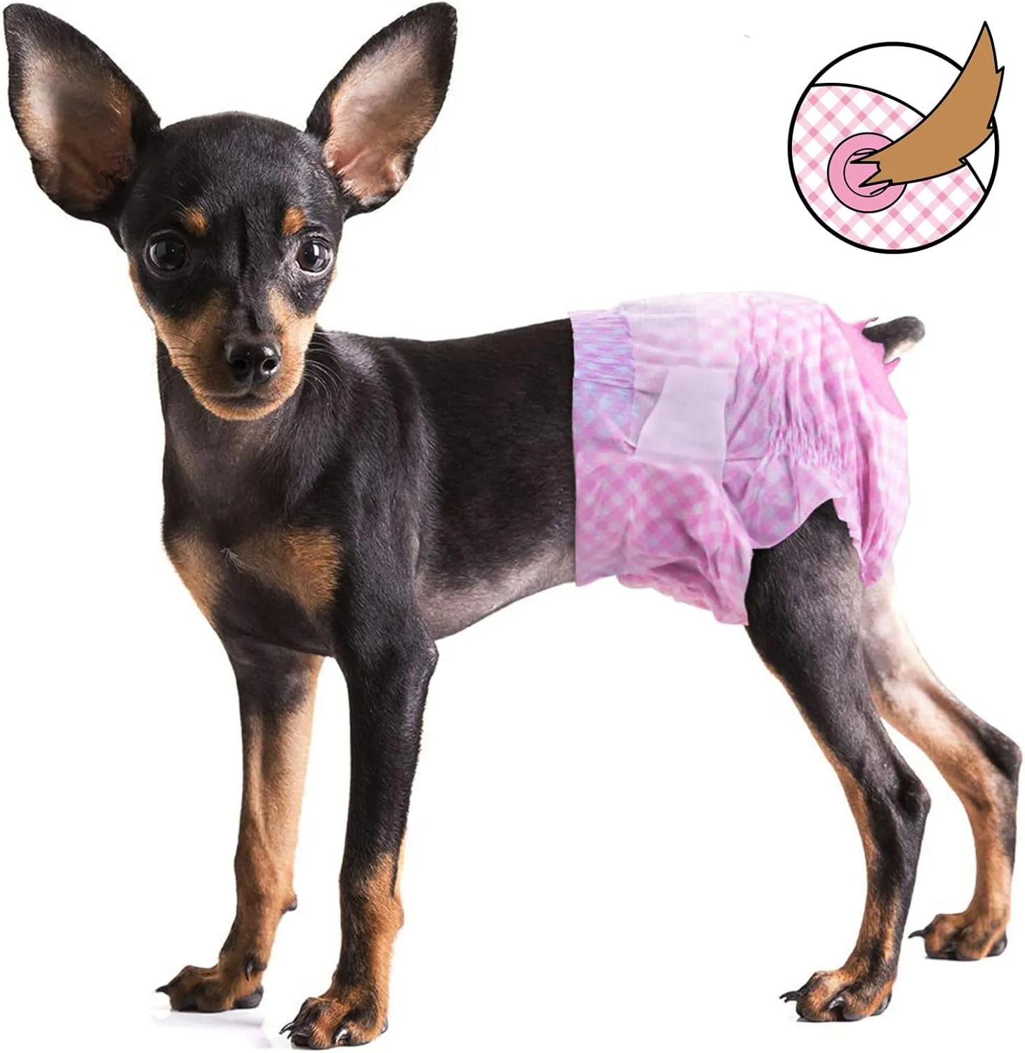 Pet Soft Dog Diapers Female, Disposable Dog Diapers, Cat Diaper for Female Cats, Puppy Diaper with Adjustable Foam Tail Hole 36pcs (XS,Pink)