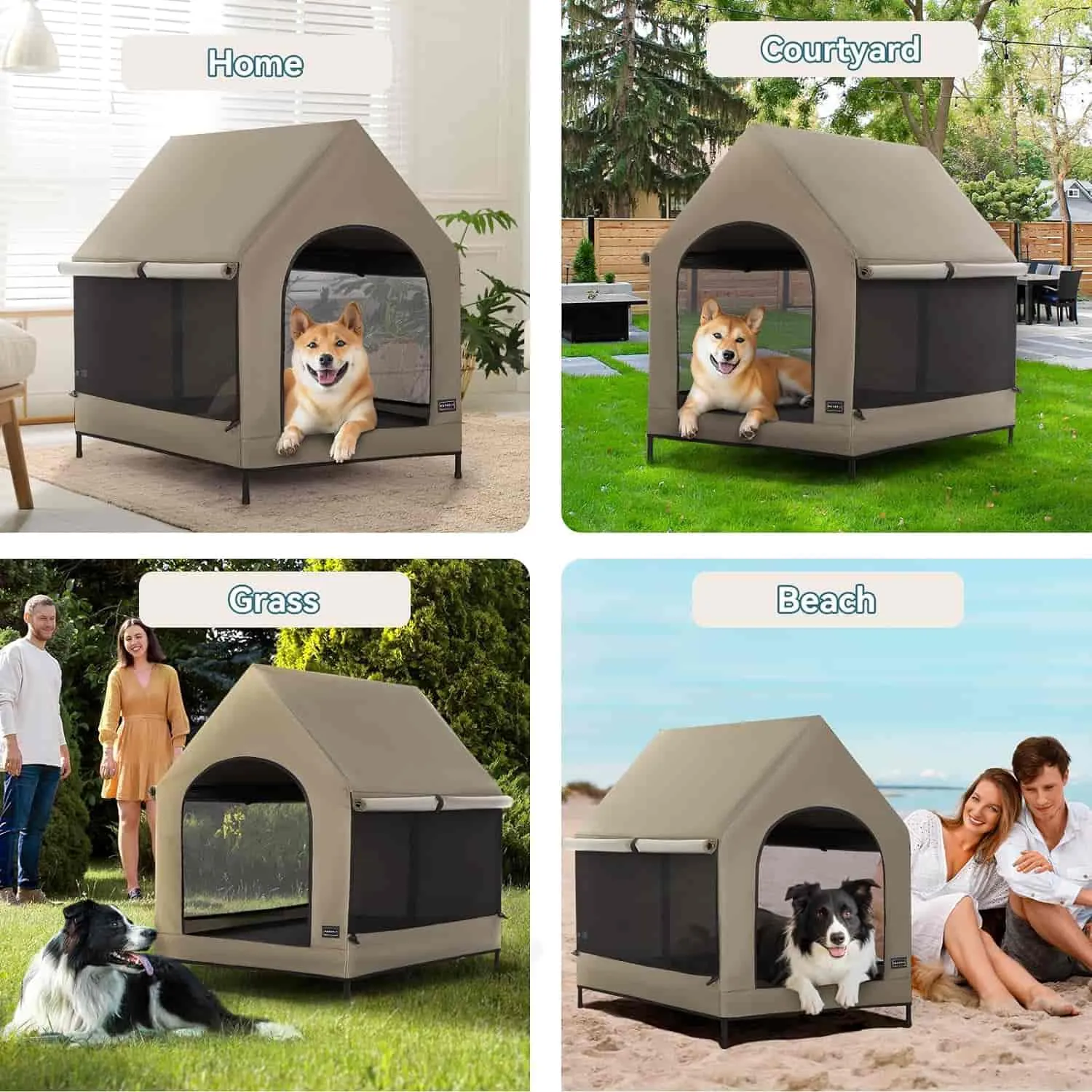 PETSFIT Modern Dog House 36 Inch Portable Large Dog House Featuring Elevated Dog Bed