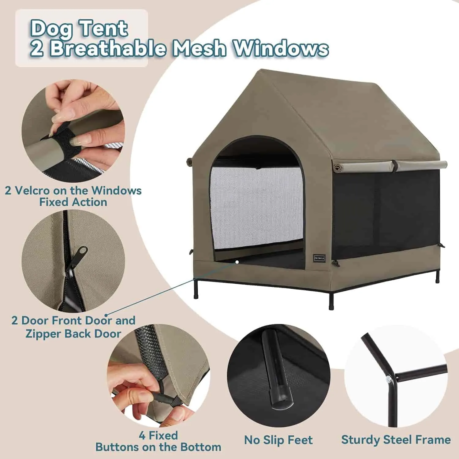 PETSFIT Modern Dog House 36 Inch Portable Large Dog House Featuring Elevated Dog Bed