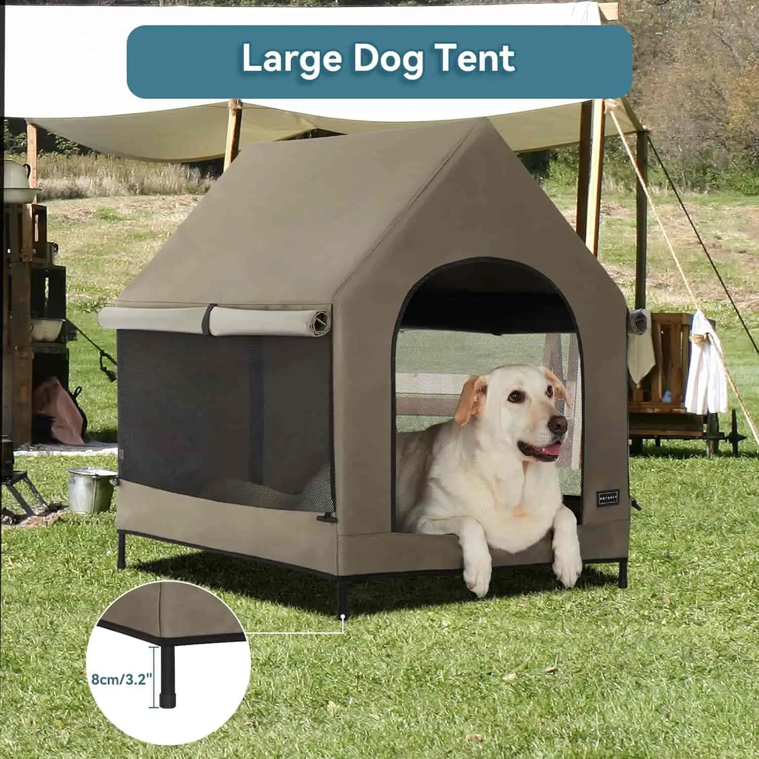 PETSFIT Modern Dog House 36 Inch Portable Large Dog House Featuring Elevated Dog Bed