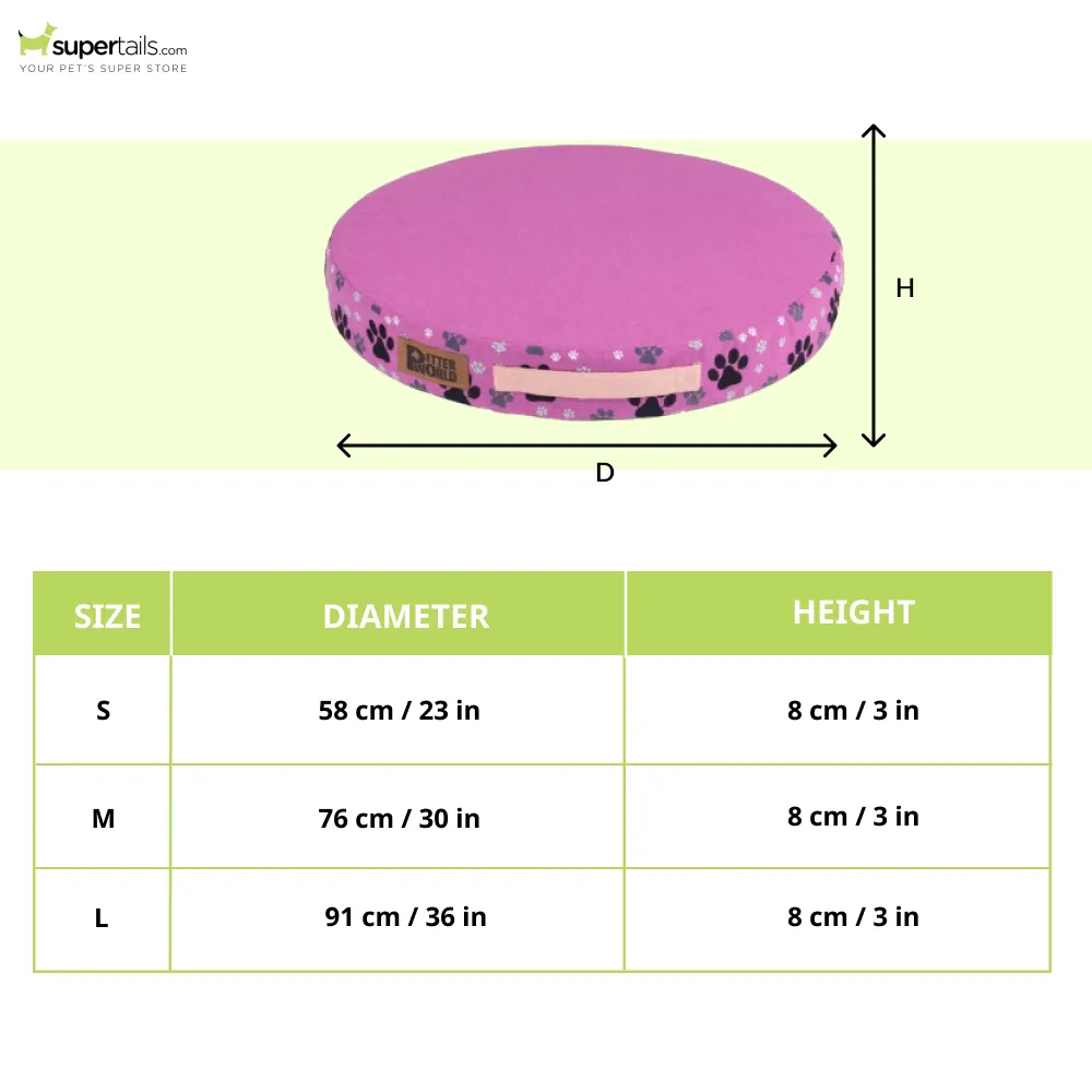 Petter World Indoor Artisanal Round Cushioned Bed with Washable Cover for Dogs and Cats (Crocus)