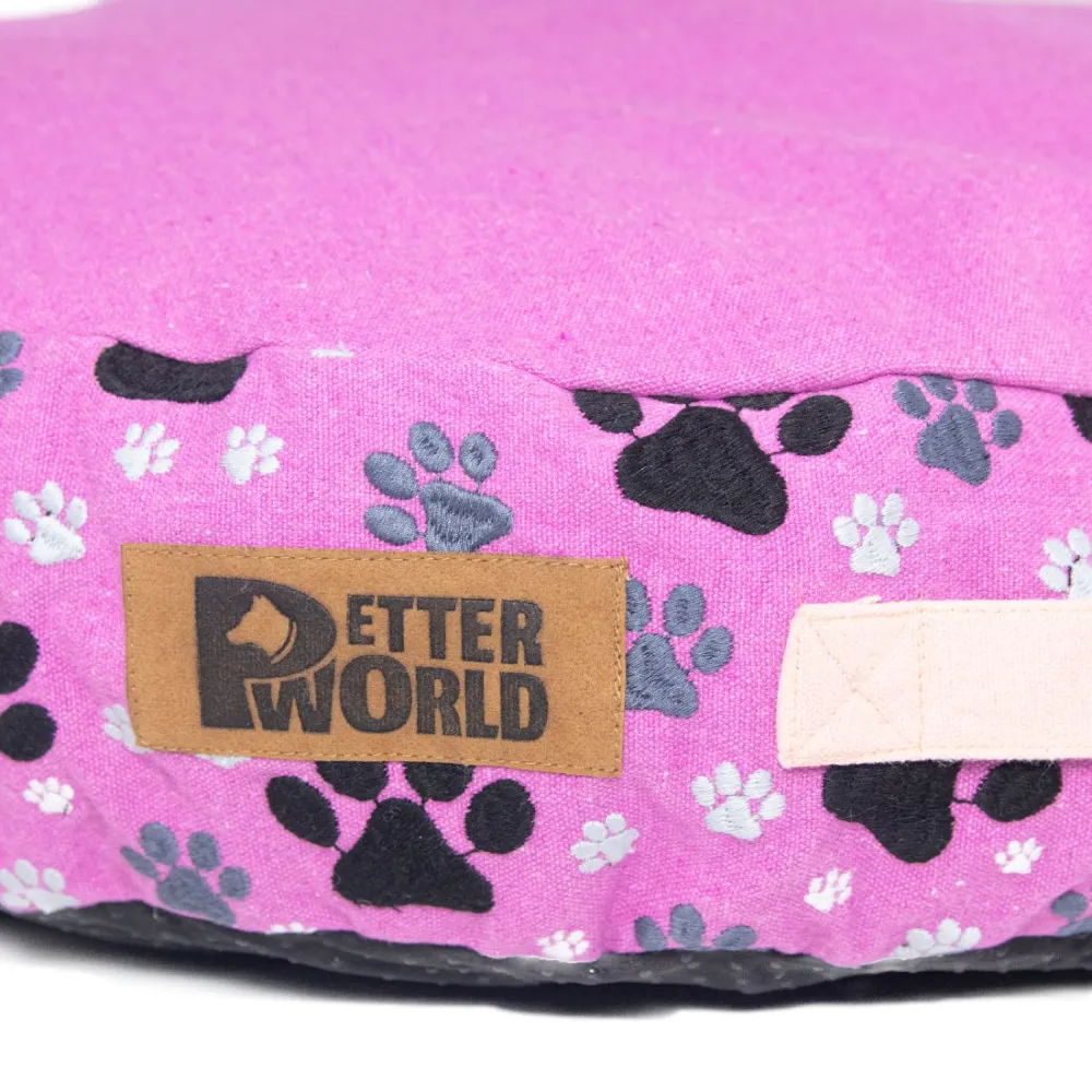 Petter World Indoor Artisanal Round Cushioned Bed with Washable Cover for Dogs and Cats (Crocus)