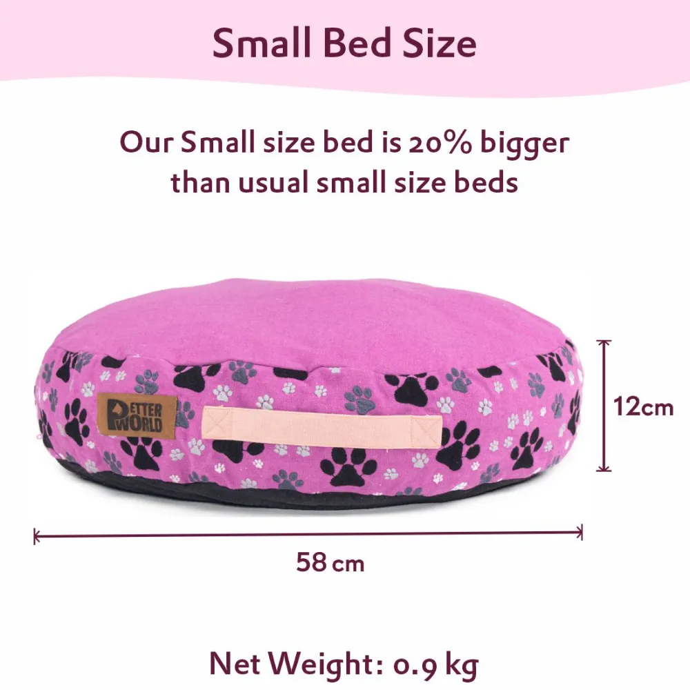 Petter World Indoor Artisanal Round Cushioned Bed with Washable Cover for Dogs and Cats (Crocus)