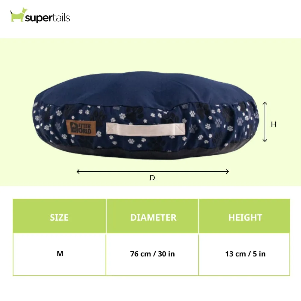 Petter World Indoor Artisanal Round Cushioned Bed with Washable Cover for Dogs and Cats (Ensign Blue)