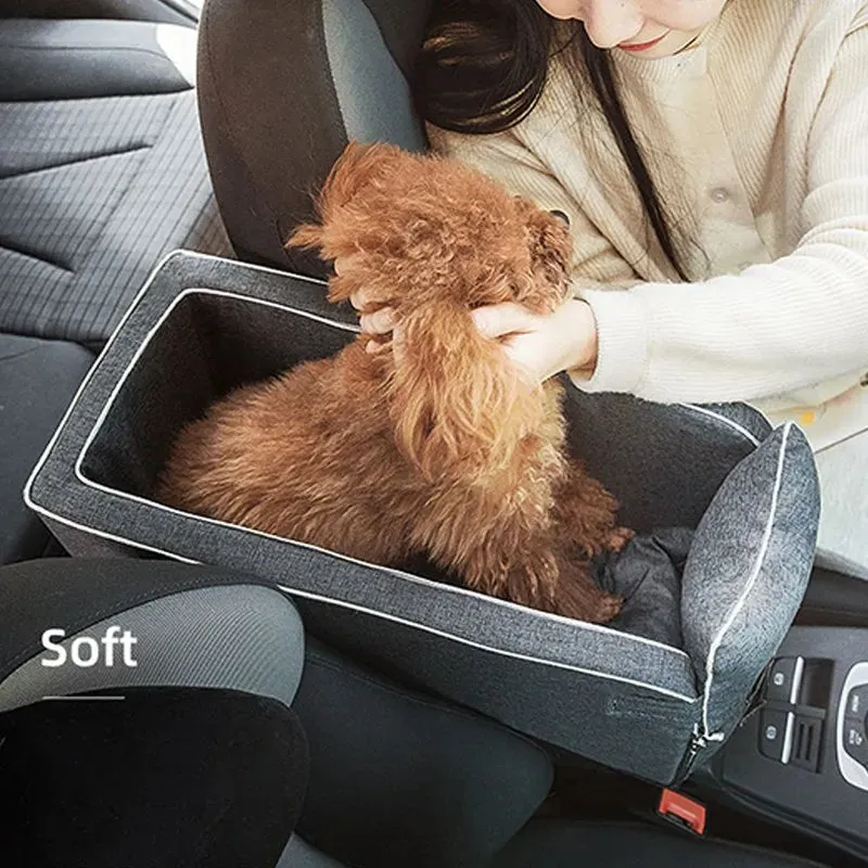 "Comfortable Car Seat Bed for Small Dogs and Cats - Safe Travel Companion!"