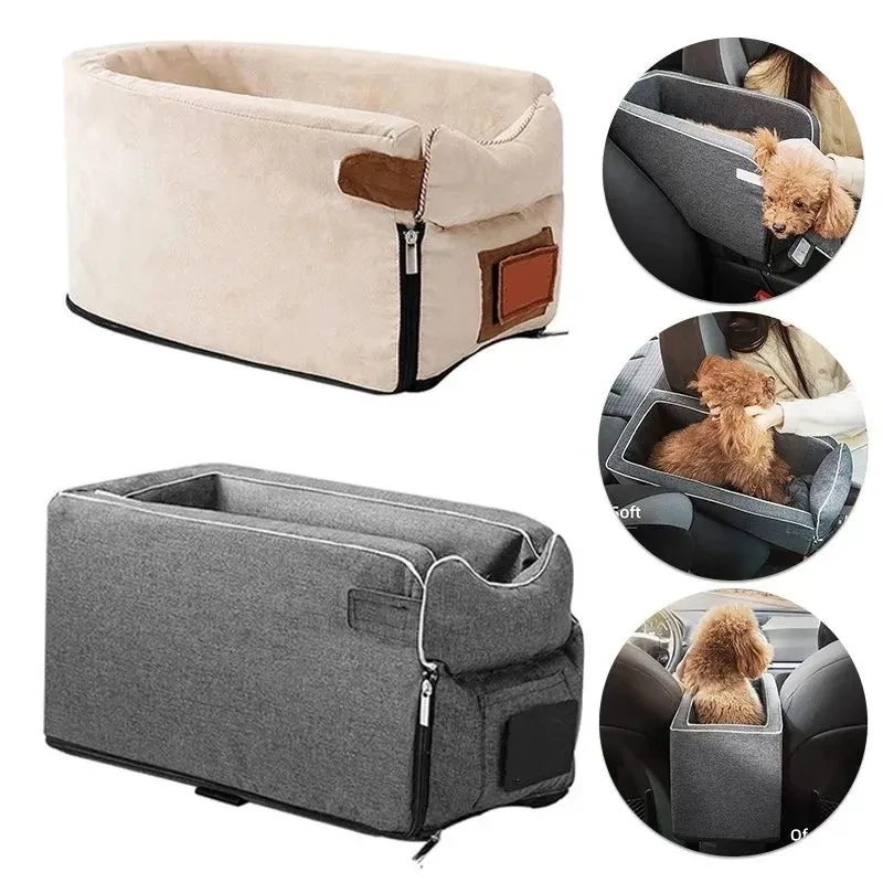 "Comfortable Car Seat Bed for Small Dogs and Cats - Safe Travel Companion!"