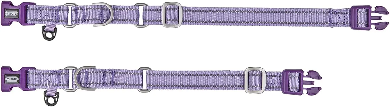 Reflective Martingale Collar for Dogs with Quick Snap Buckle Anti-Pull Nylon Safe Slip Collars for Easy Walking,Lilac,Large