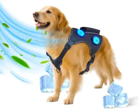 Semiconductor Cooling Dog Harness: Medium Dog Vest - Intelligent Instant Cooling 4 Modular Designs - Adjustable Soft Padded Pet Harness for Summer Hot Weather