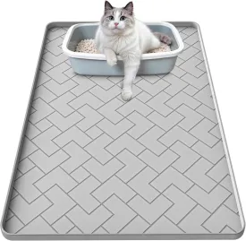 Silicone Cat Litter Mat for litter box Large 34" X 22"-Easy to Clean Cat Litter Trapping Mat, Waterproof, urine-proof and non-slip to keep the floor clean and tidyGray