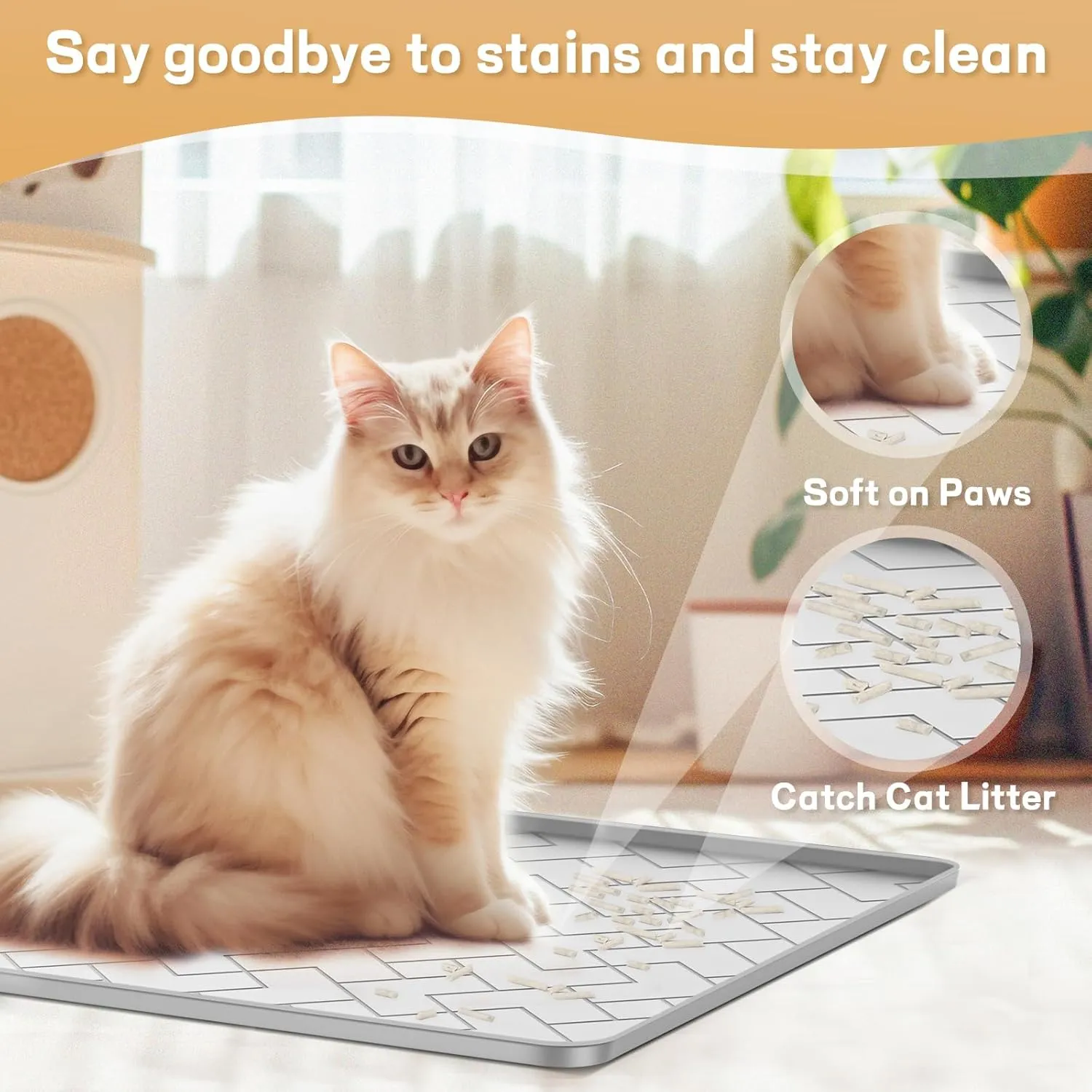 Silicone Cat Litter Mat for litter box Large 34" X 22"-Easy to Clean Cat Litter Trapping Mat, Waterproof, urine-proof and non-slip to keep the floor clean and tidyGray