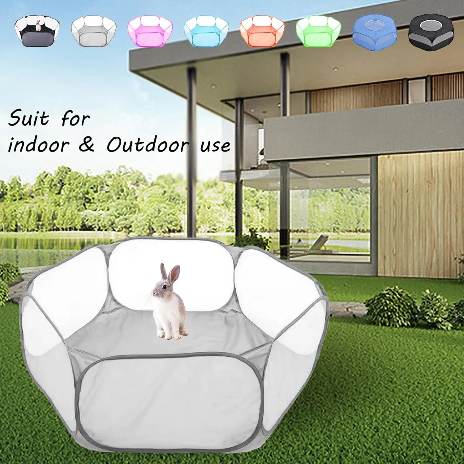 Small Animals Playpen, Portable Pop-up Open Interactive Pet Tent, Indoor Outdoor Fence for Rabbits, Guinea Pig, Hamster, Chinchillas, Kittens, Puppies
