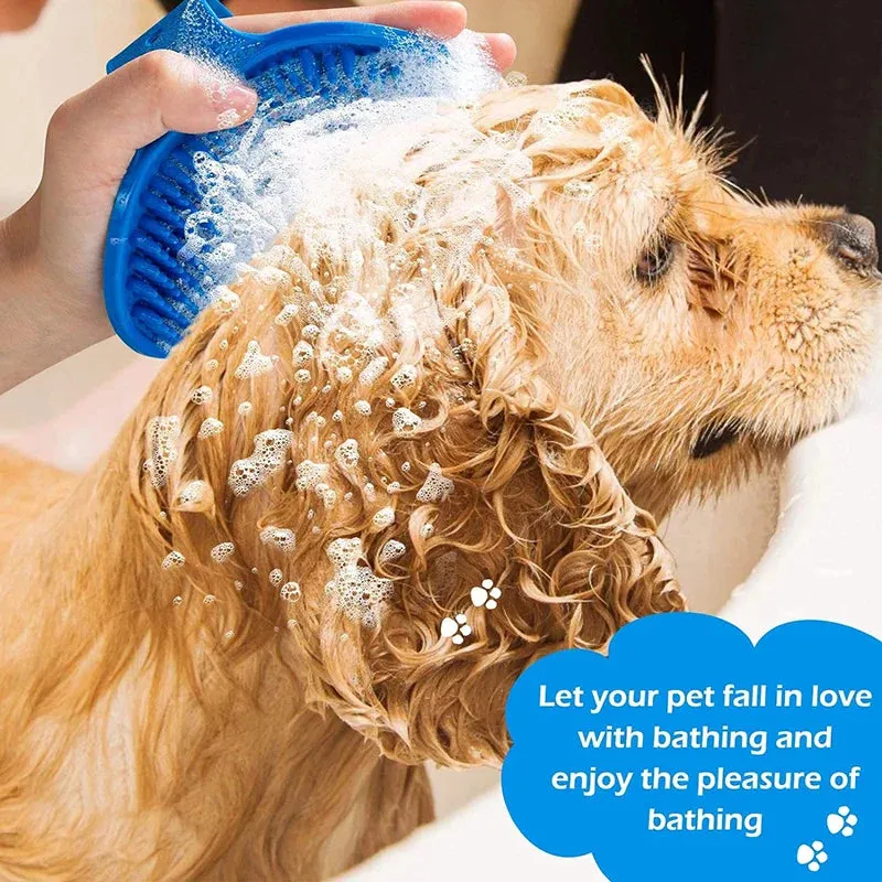 Soft Rubber Pet Grooming Brush with Adjustable Strap