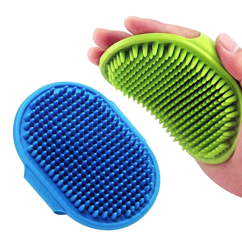 Soft Rubber Pet Grooming Brush with Adjustable Strap